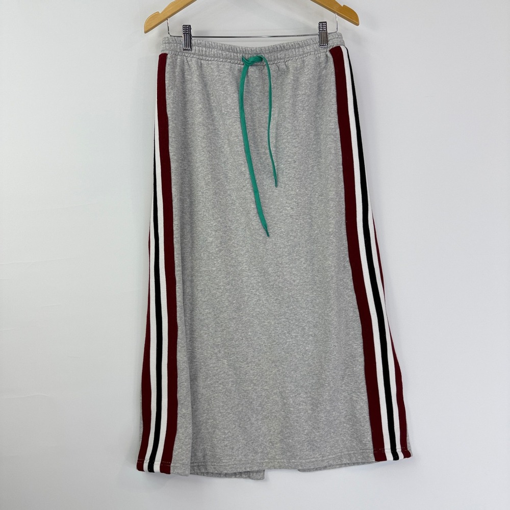 Daily Practice Anthropologie Knit Midi Skirt Womens M Grey Side Stripe Sporty - Picture 2 of 10